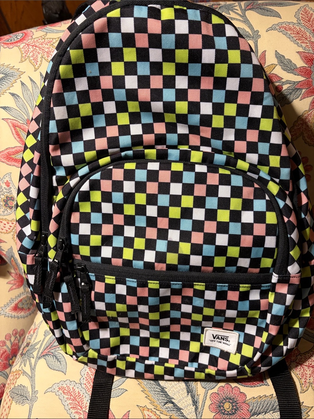 Vans Multicolor Checkerboard Backpack - Pink, Blue & Lime NWOT. No call-outs